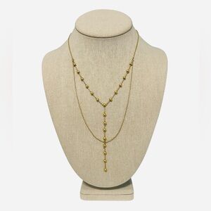 Madewell Gold Y Chain Bead Adjustable Necklace 23-25”